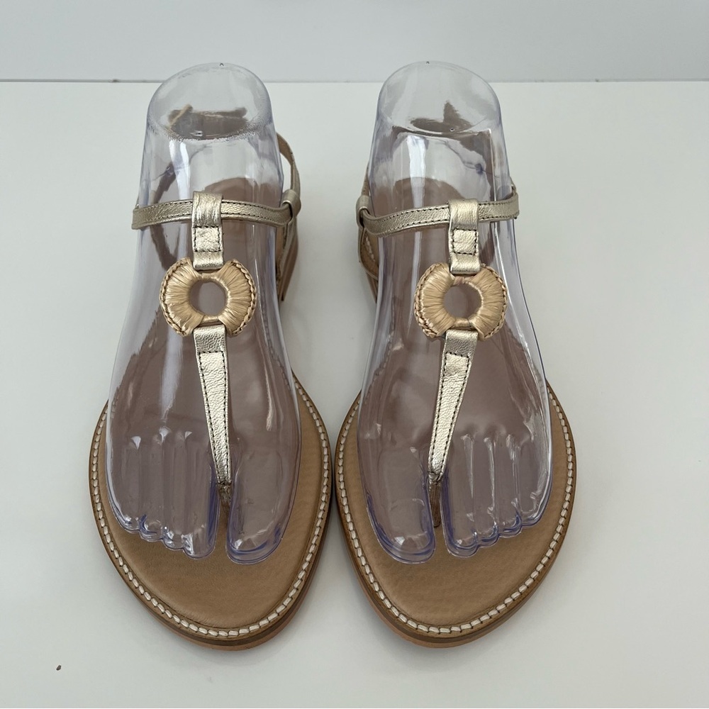 BRUNO MAGLI Jenna T-strap Leather Sandals In Gold NEW - Picture 5 of 14
